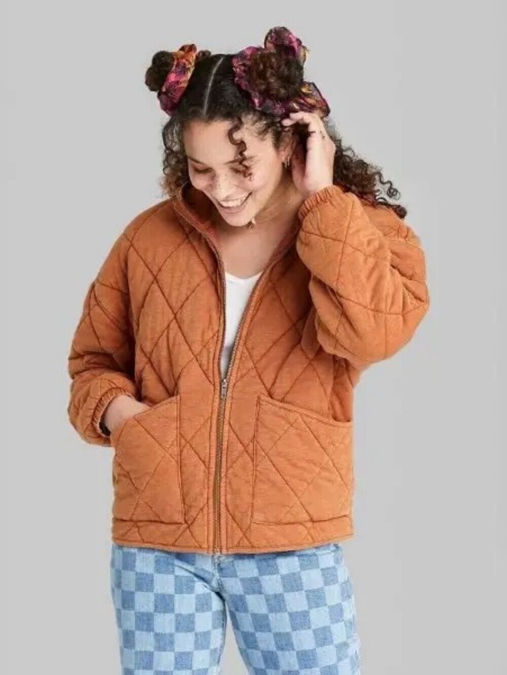 Wild Fable Hooded Quilted Jacket, Color Terracotta Size S